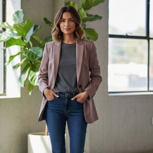 WILFRED Aritzia Belcastel Blazer Jacket Oversized Shoulder Pads Tailored Brown